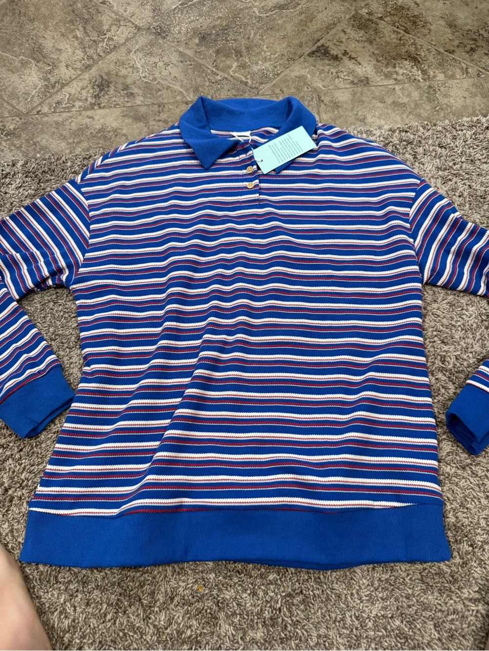 ❤️Wiholl Striped Blue Polo Sweater